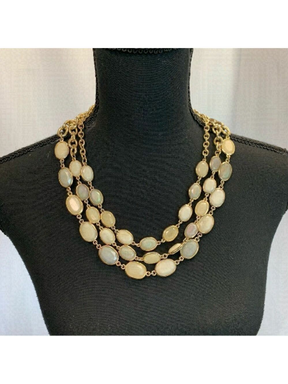 Tristan layered pastel goldtone oval statement necklace